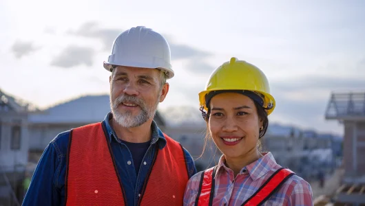 construction workers with hard hats